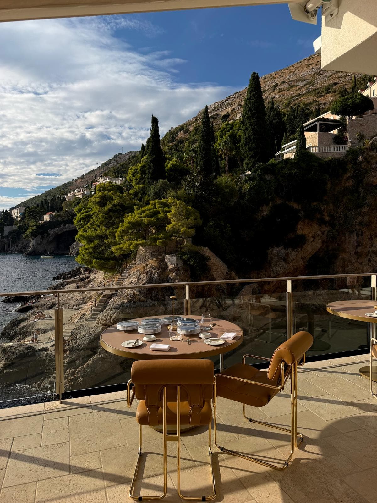 Terrace table overlooking the sea at Hotel Dubrovnik